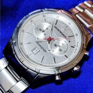 Emporio Armani AR0534 Swiss 43mm Chrono Men's Watch EUC